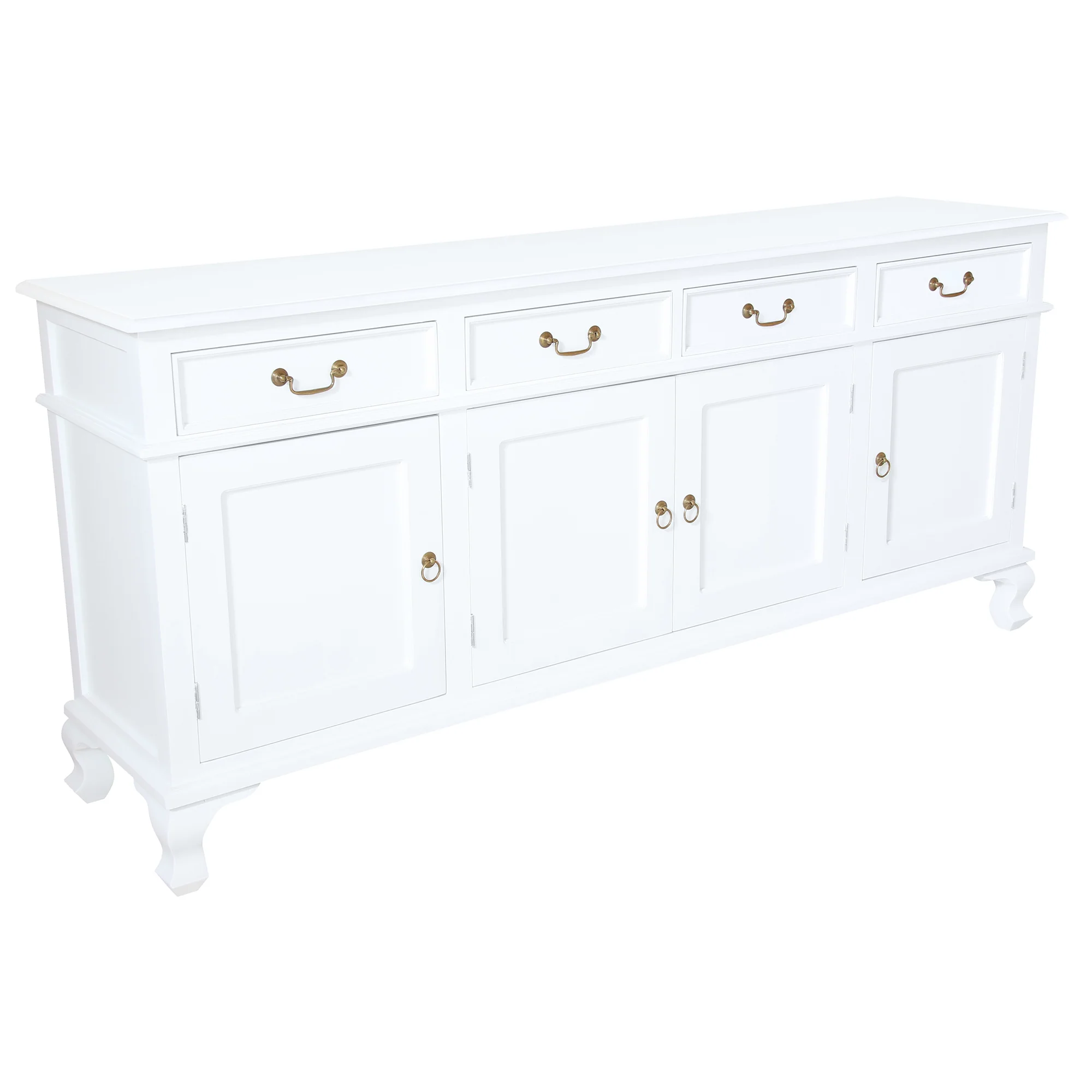Queen Anna Solid Teak Wood Timber 4 Door 4 Drawer 200cm French Buffet Sideboard Table - White TEK168 SB 404 QA  ( Picture for Reference Only ) - Image 4