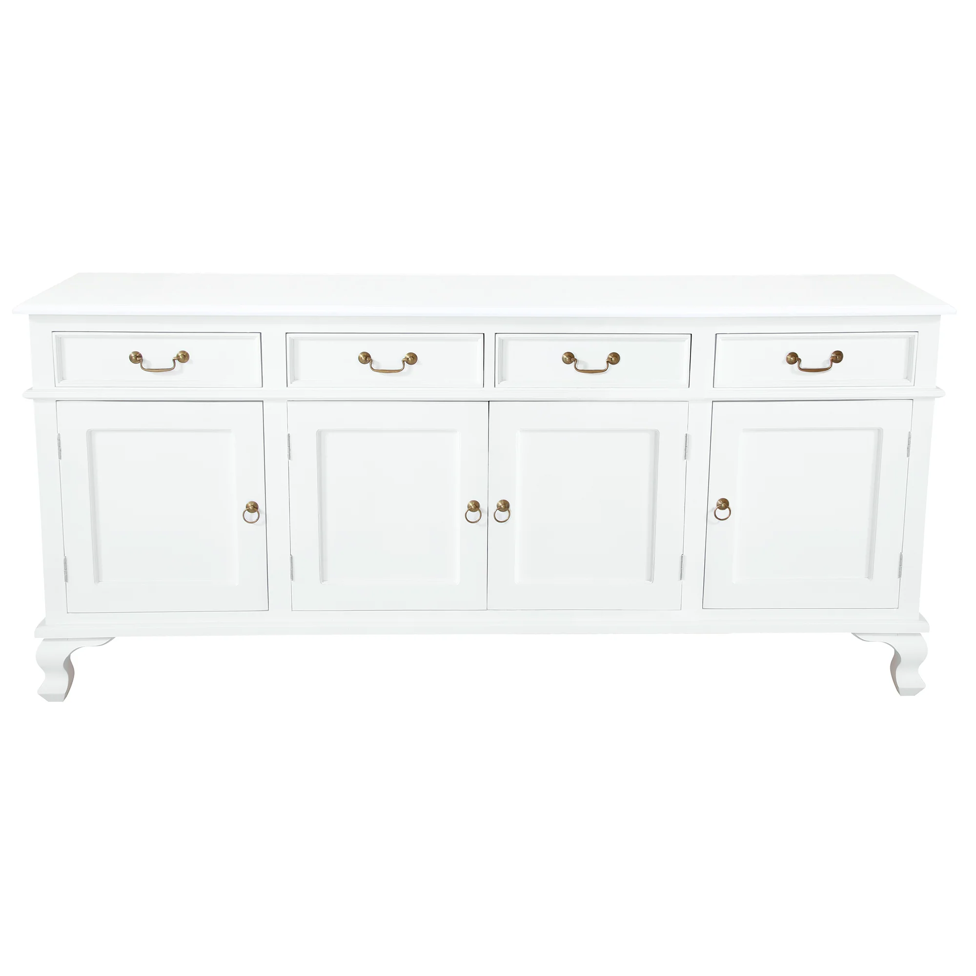 Queen Anna Solid Teak Wood Timber 4 Door 4 Drawer 200cm French Buffet Sideboard Table - White TEK168 SB 404 QA  ( Picture for Reference Only ) - Image 5