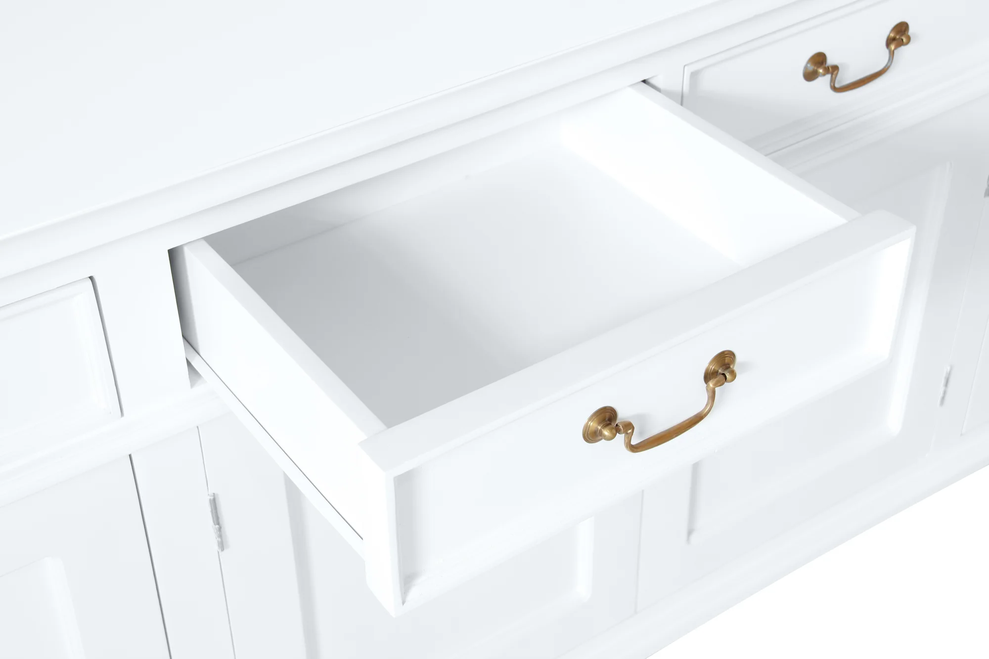 Queen Anna Solid Teak Wood Timber 4 Door 4 Drawer 200cm French Buffet Sideboard Table - White TEK168 SB 404 QA  ( Picture for Reference Only ) - Image 8