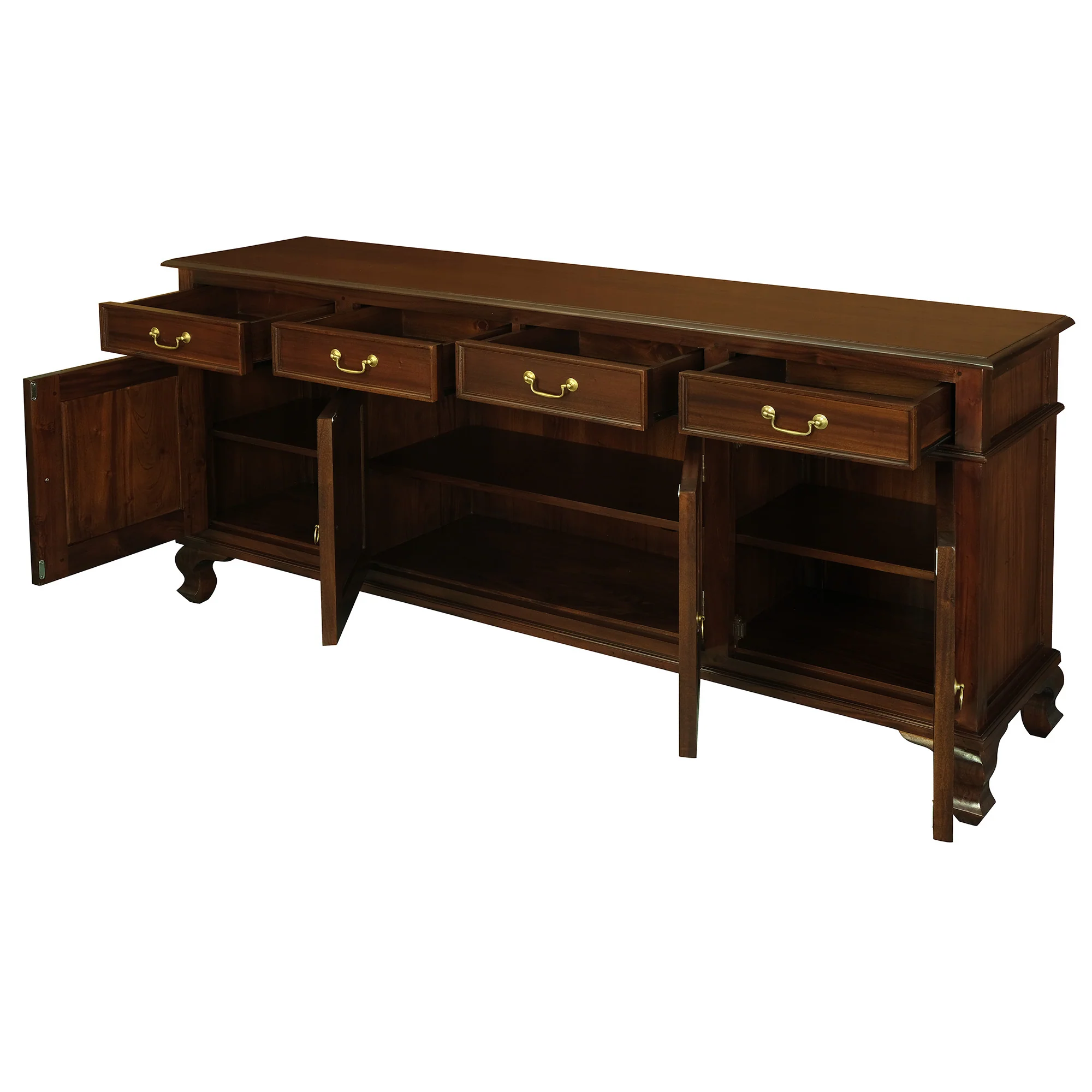 Queen Anna Solid Teak Wood Timber 4 Door 4 Drawer 200cm French Buffet Sideboard Table - White TEK168 SB 404 QA  ( Picture for Reference Only ) - Image 9